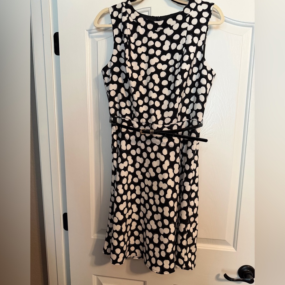 NWOT AB Studio Black and White Patterned Midi Dress